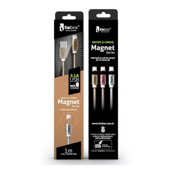 Cable de Datos Iphone Magnetico Lightning USB 3.1A Mallado Reforzado 1,25M