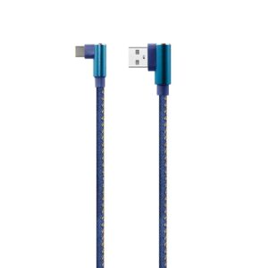 Cable de Datos tipo C Mallado Ficha Reforzada 90° 1M